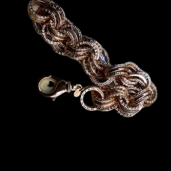 Estate Bronze Milor Italy Thick Circles Rose Gold Plated Chain Brac… - Picture 2 of 13